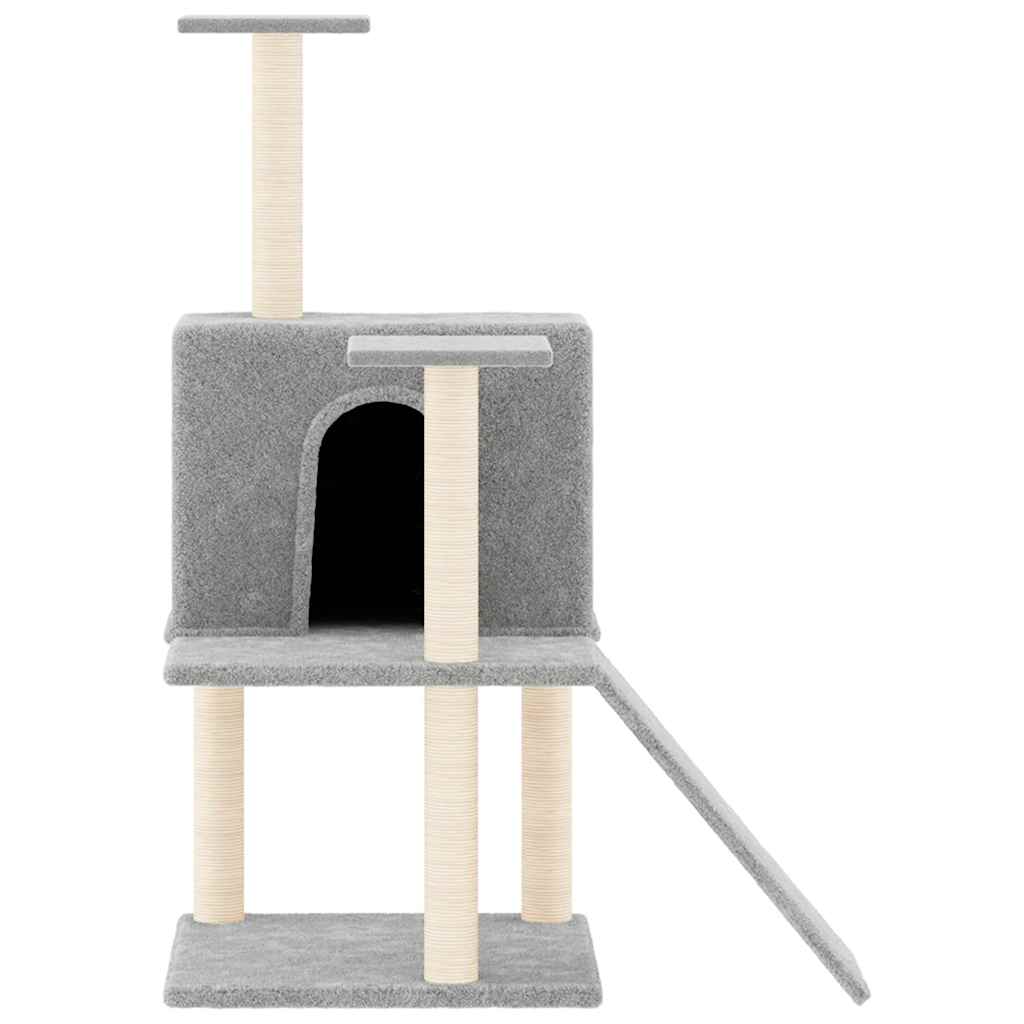 vidaXL Ansamblu de pisici, stâlpi din funie sisal, gri deschis, 109 cm vidaXL Ansamblu de pisici, stâlpi din funie sisal, gri deschis, 109 cm