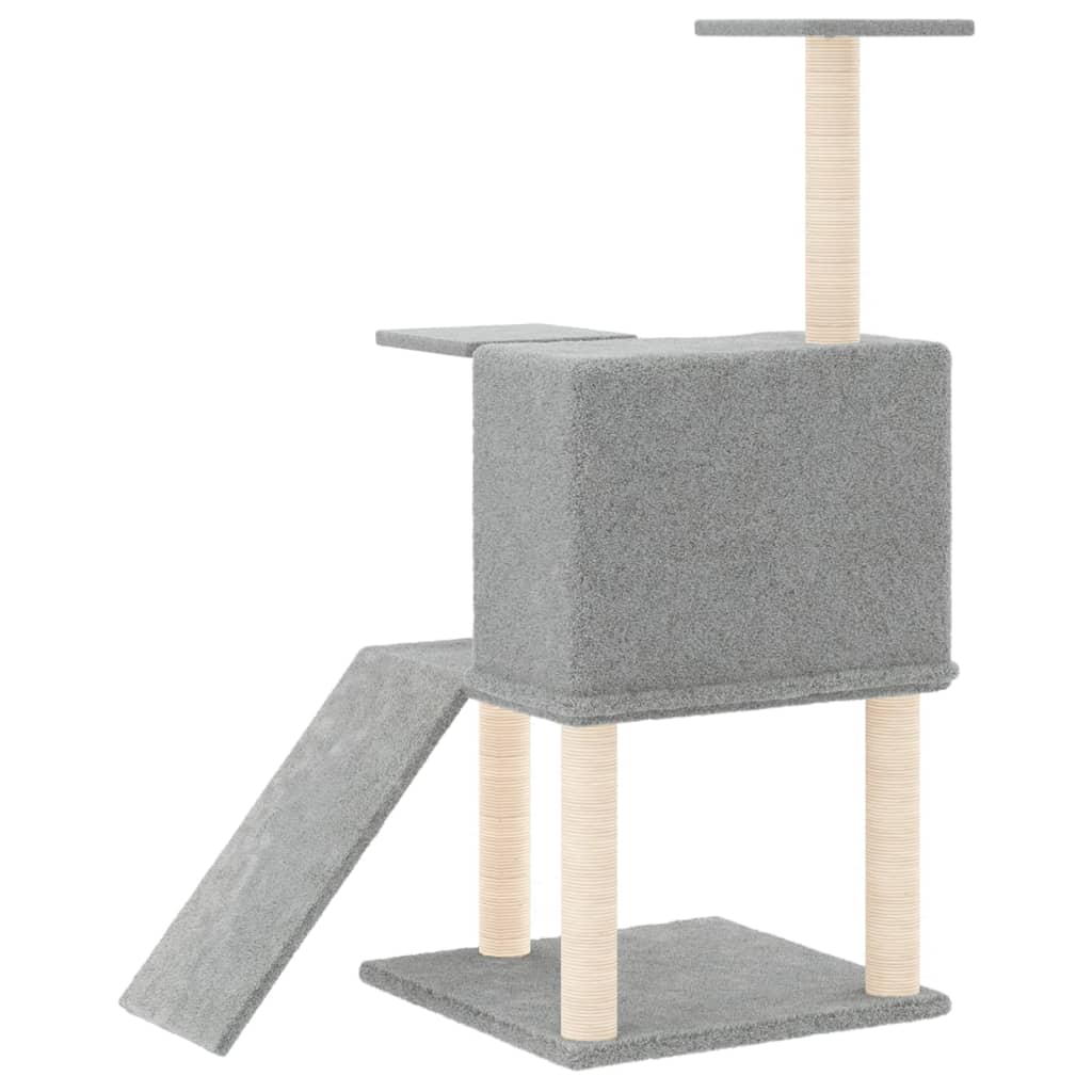 vidaXL Ansamblu de pisici, stâlpi din funie sisal, gri deschis, 109 cm vidaXL Ansamblu de pisici, stâlpi din funie sisal, gri deschis, 109 cm