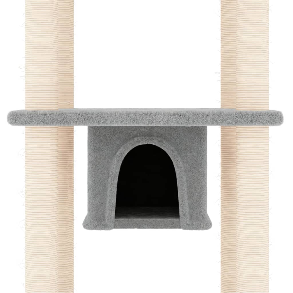 vidaXL Ansamblu de pisici, stâlpi din funie sisal, gri deschis, 169 cm vidaXL Ansamblu de pisici, stâlpi din funie sisal, gri deschis, 169 cm