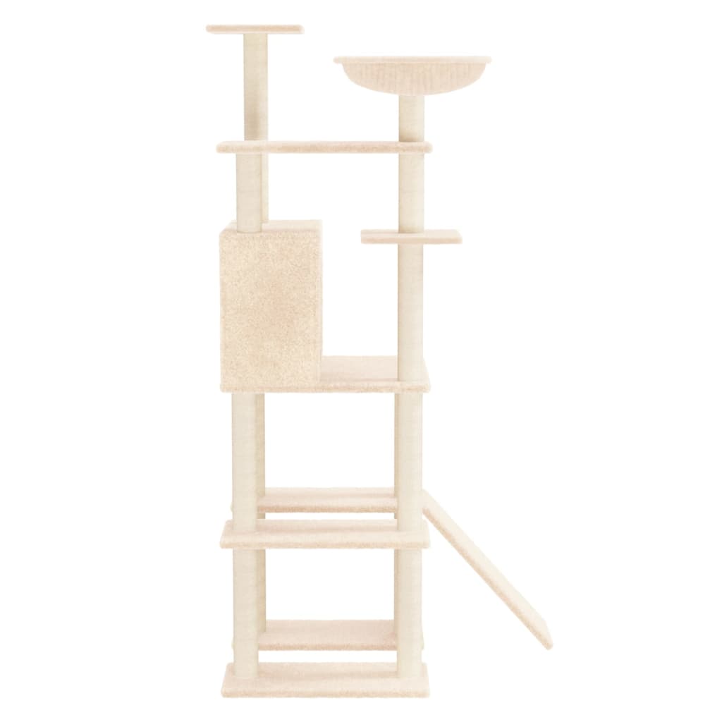 vidaXL Ansamblu de pisici cu stâlpi din funie de sisal, crem, 166 cm vidaXL Ansamblu de pisici cu stâlpi din funie de sisal, crem, 166 cm