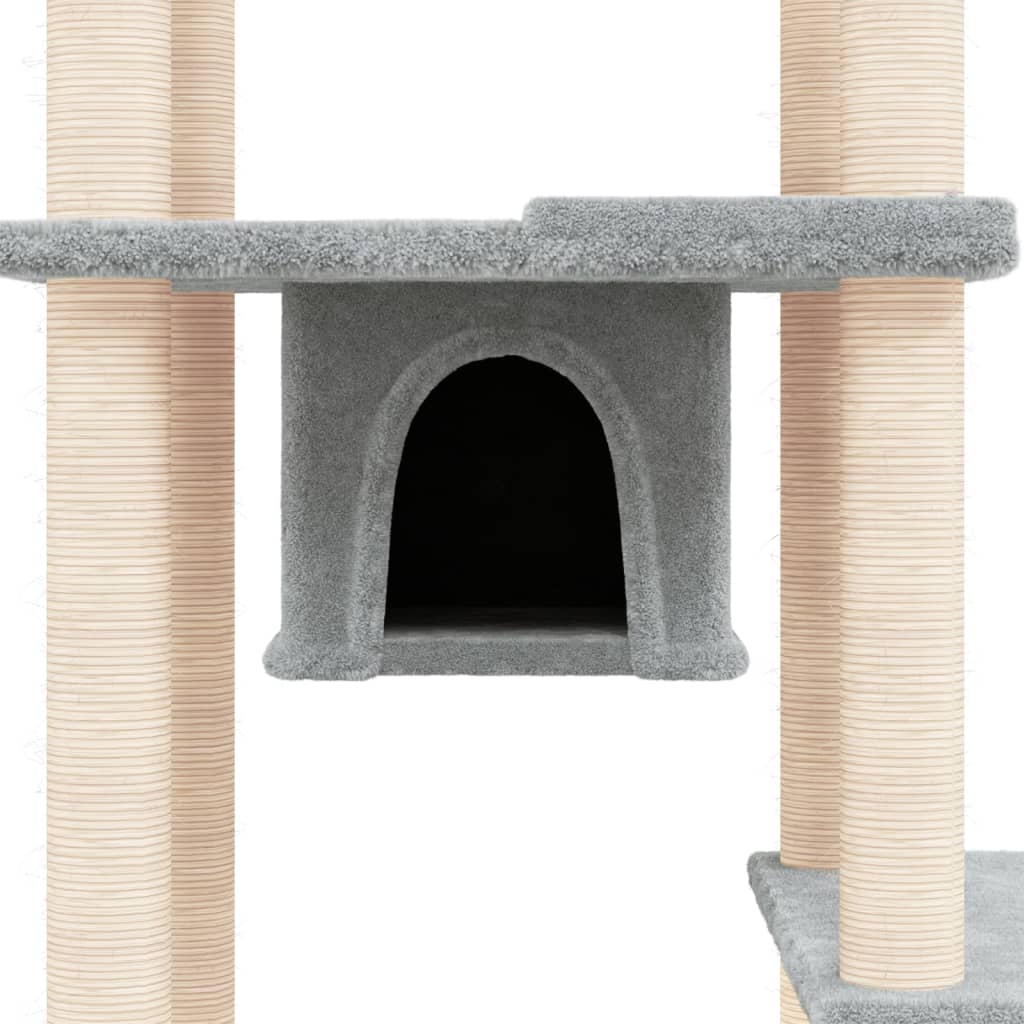 vidaXL Ansamblu de pisici, stâlpi din funie sisal, gri deschis, 176 cm vidaXL Ansamblu de pisici, stâlpi din funie sisal, gri deschis, 176 cm