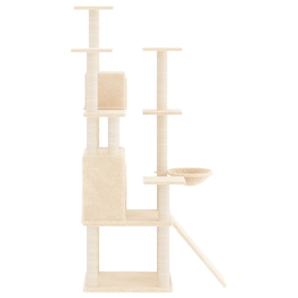 vidaXL Ansamblu de pisici cu stâlpi din funie de sisal, crem, 154 cm vidaXL Ansamblu de pisici cu stâlpi din funie de sisal, crem, 154 cm
