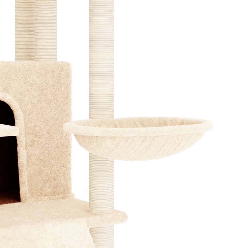 vidaXL Ansamblu de pisici cu stâlpi din funie de sisal, crem, 154 cm vidaXL Ansamblu de pisici cu stâlpi din funie de sisal, crem, 154 cm