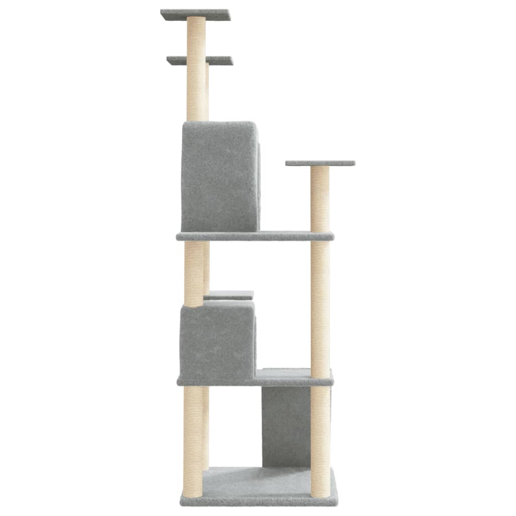 vidaXL Ansamblu de pisici, stâlpi din funie sisal, gri deschis, 153 cm vidaXL Ansamblu de pisici, stâlpi din funie sisal, gri deschis, 153 cm