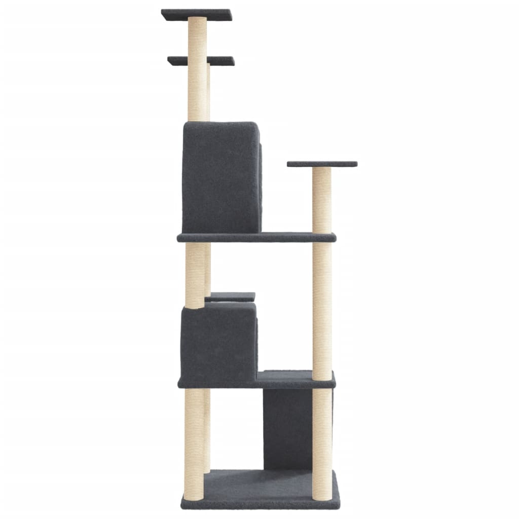 vidaXL Ansamblu de pisici, stâlpi din funie sisal, gri închis, 153 cm vidaXL Ansamblu de pisici, stâlpi din funie sisal, gri închis, 153 cm