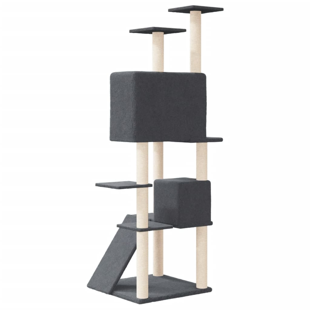 vidaXL Ansamblu de pisici, stâlpi din funie sisal, gri închis, 153 cm vidaXL Ansamblu de pisici, stâlpi din funie sisal, gri închis, 153 cm