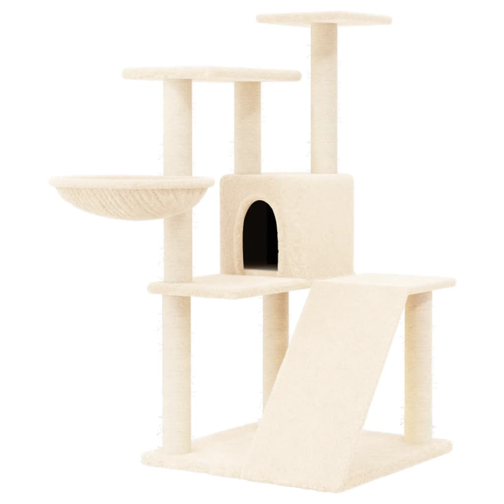 vidaXL Ansamblu de pisici cu stâlpi din funie de sisal, crem, 94 cm