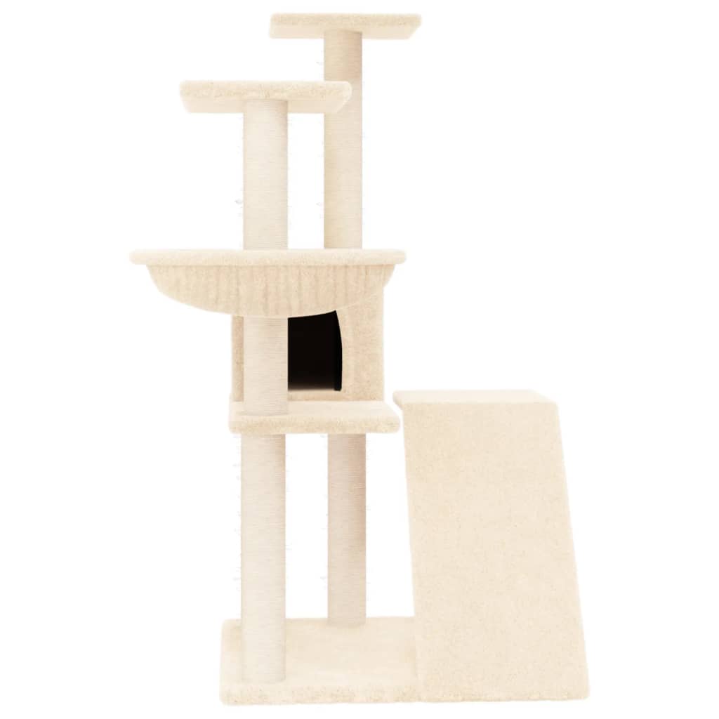 vidaXL Ansamblu de pisici cu stâlpi din funie de sisal, crem, 94 cm