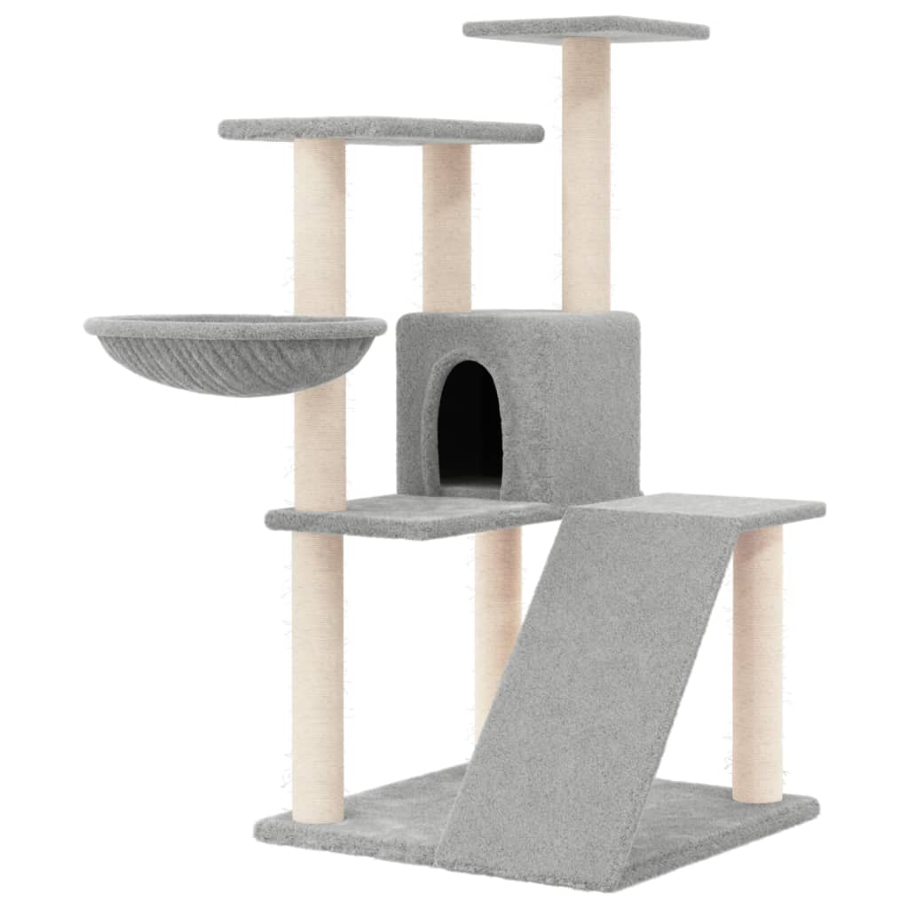 vidaXL Ansamblu pisici, stâlpi din funie sisal, gri deschis, 94 cm vidaXL Ansamblu pisici, stâlpi din funie sisal, gri deschis, 94 cm