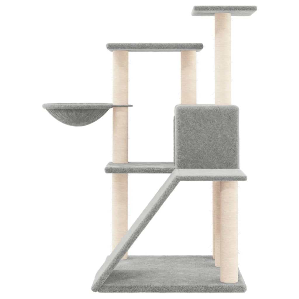vidaXL Ansamblu pisici, stâlpi din funie sisal, gri deschis, 94 cm vidaXL Ansamblu pisici, stâlpi din funie sisal, gri deschis, 94 cm
