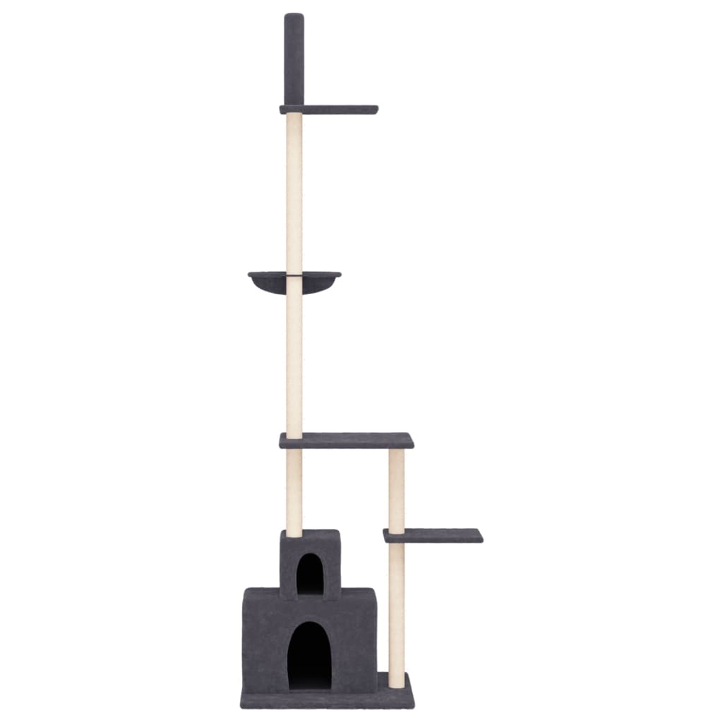 vidaXL Ansamblu pisici podea până la tavan, gri închis, 250,5-276,5 cm vidaXL Ansamblu pisici podea până la tavan, gri închis, 250,5-276,5 cm
