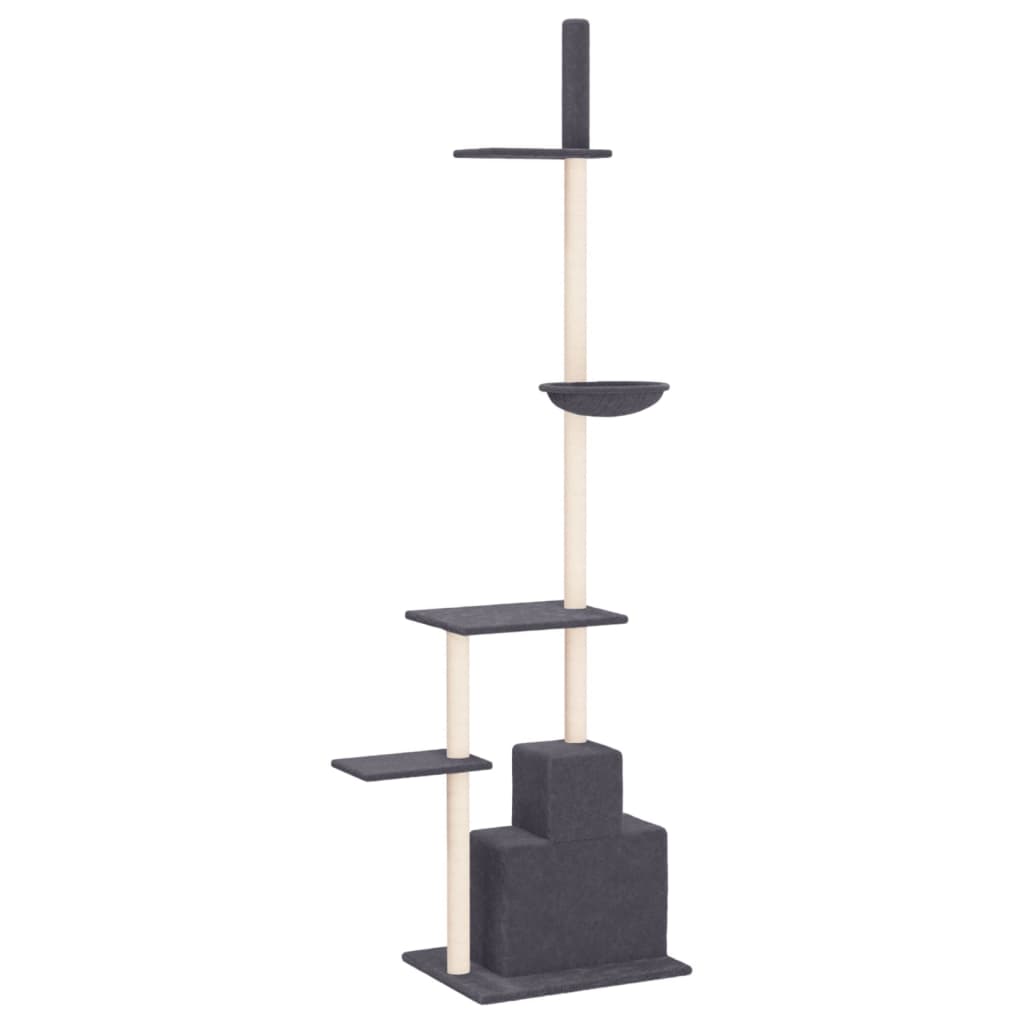 vidaXL Ansamblu pisici podea până la tavan, gri închis, 250,5-276,5 cm vidaXL Ansamblu pisici podea până la tavan, gri închis, 250,5-276,5 cm