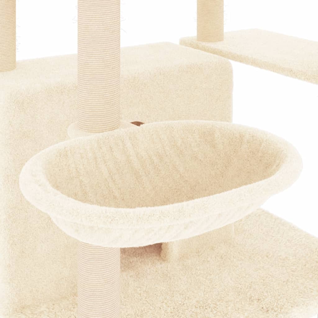 vidaXL Ansamblu de pisici cu stâlpi din funie de sisal, crem, 166 cm vidaXL Ansamblu de pisici cu stâlpi din funie de sisal, crem, 166 cm