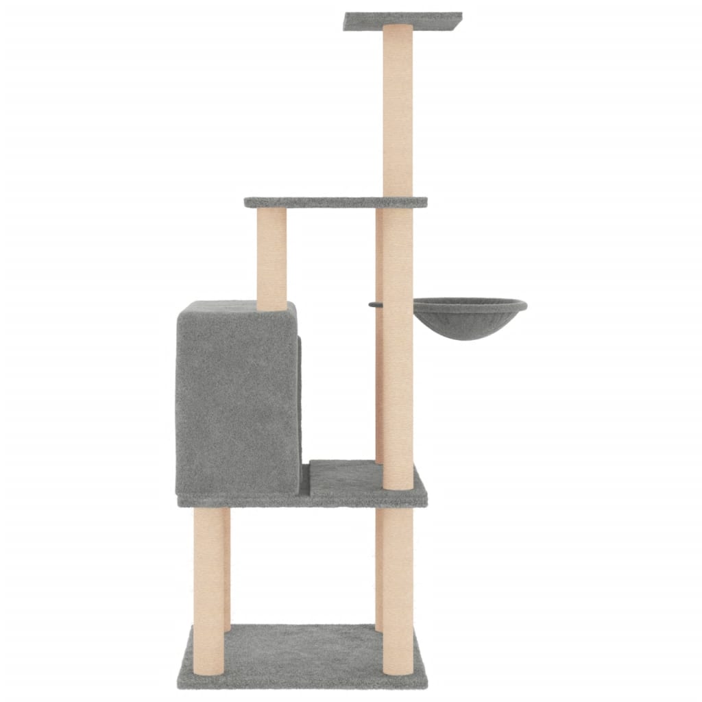 vidaXL Ansamblu de pisici, stâlpi din funie sisal, gri deschis, 132 cm