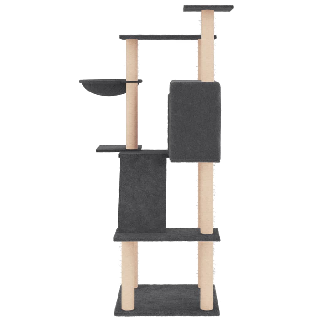 vidaXL Ansamblu de pisici, stâlpi din funie sisal, gri închis, 143 cm