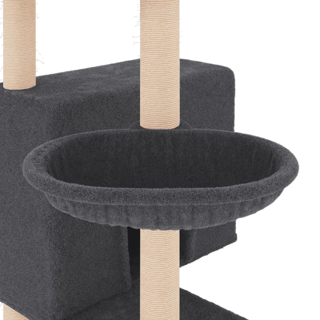 vidaXL Ansamblu de pisici, stâlpi din funie sisal, gri închis, 143 cm