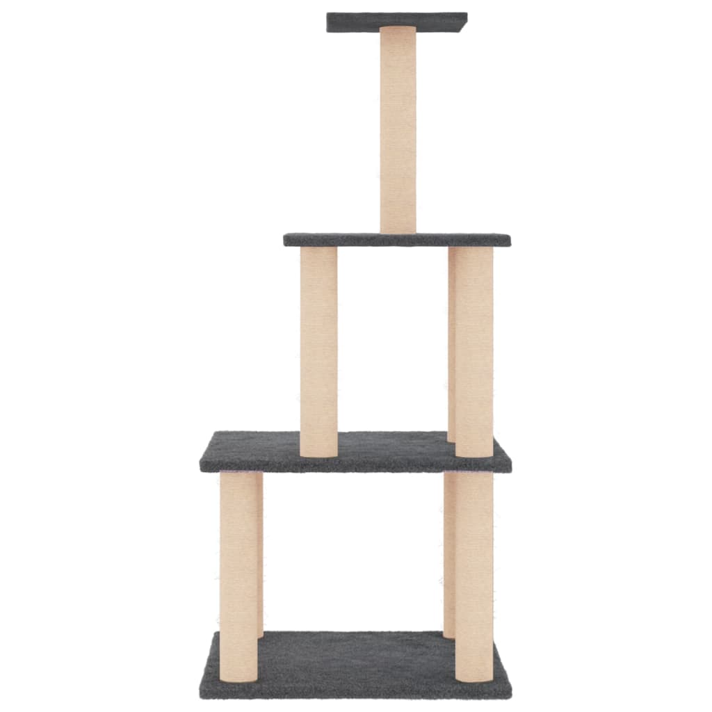 vidaXL Ansamblu pisici, stâlpi din funie sisal, gri închis, 111 cm vidaXL Ansamblu pisici, stâlpi din funie sisal, gri închis, 111 cm