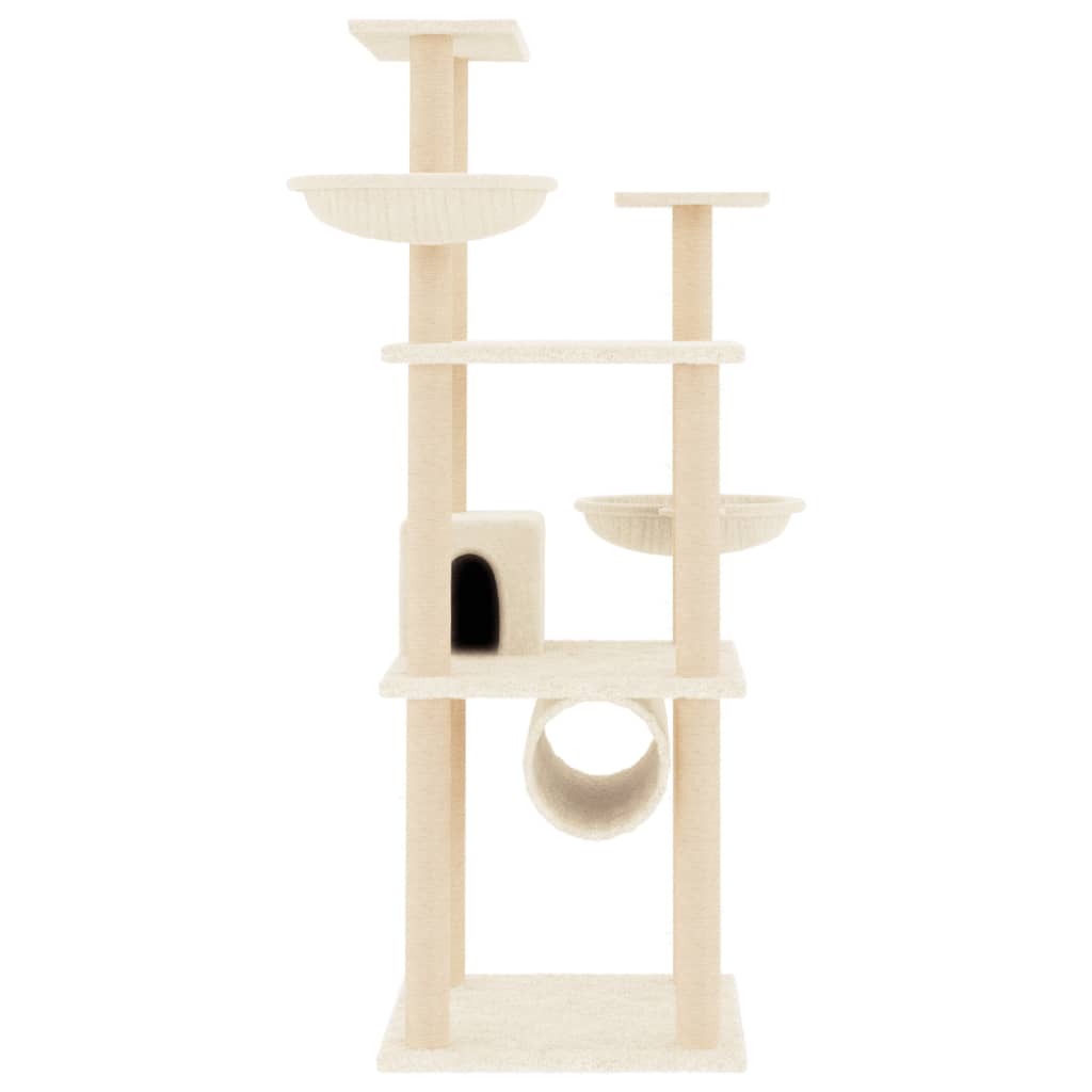 vidaXL Ansamblu de pisici cu stâlpi din funie de sisal, crem, 141 cm vidaXL Ansamblu de pisici cu stâlpi din funie de sisal, crem, 141 cm