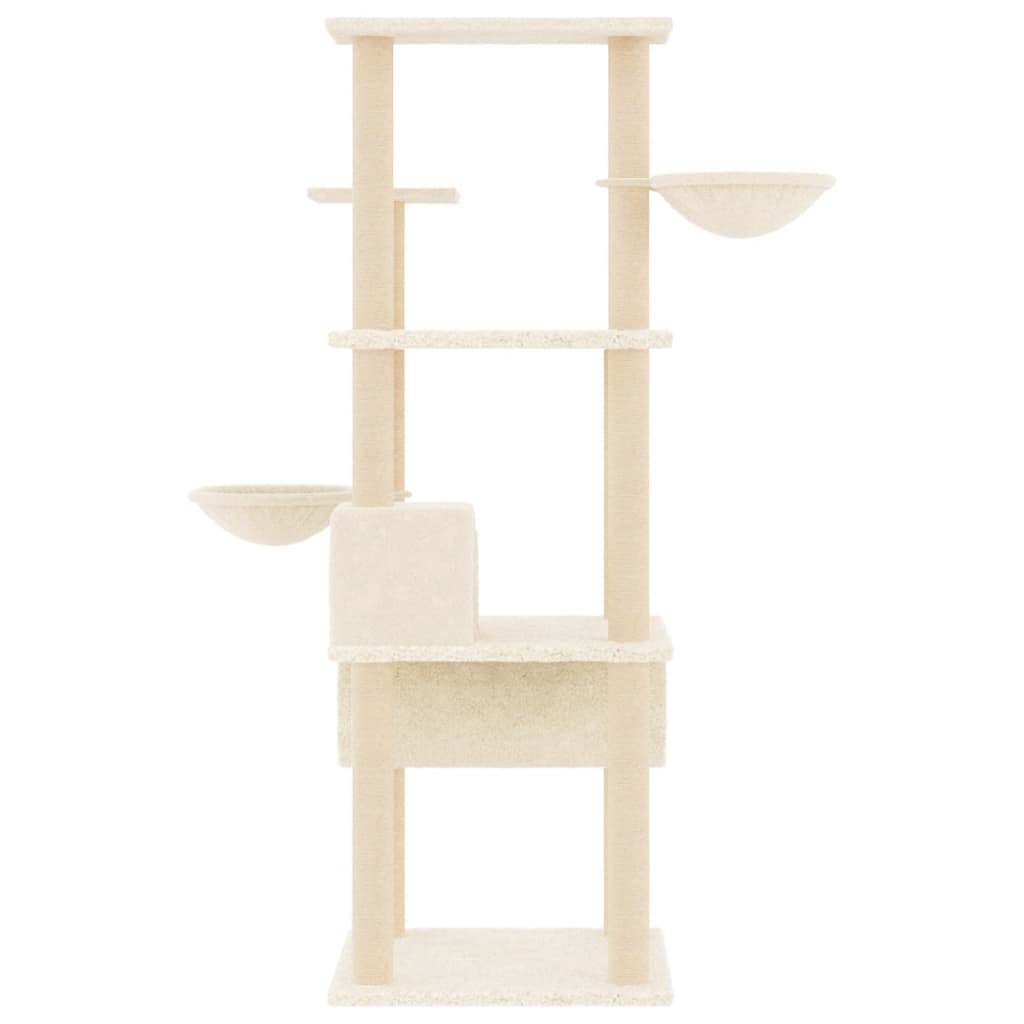 vidaXL Ansamblu de pisici cu stâlpi din funie de sisal, crem, 141 cm vidaXL Ansamblu de pisici cu stâlpi din funie de sisal, crem, 141 cm