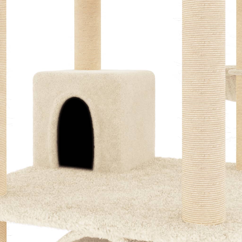 vidaXL Ansamblu de pisici cu stâlpi din funie de sisal, crem, 141 cm vidaXL Ansamblu de pisici cu stâlpi din funie de sisal, crem, 141 cm