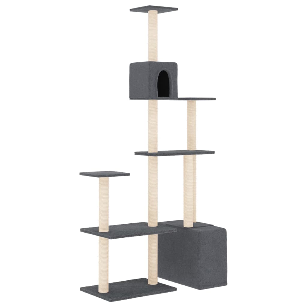 vidaXL Ansamblu de pisici, stâlpi din funie sisal, gri închis, 180 cm vidaXL Ansamblu de pisici, stâlpi din funie sisal, gri închis, 180 cm
