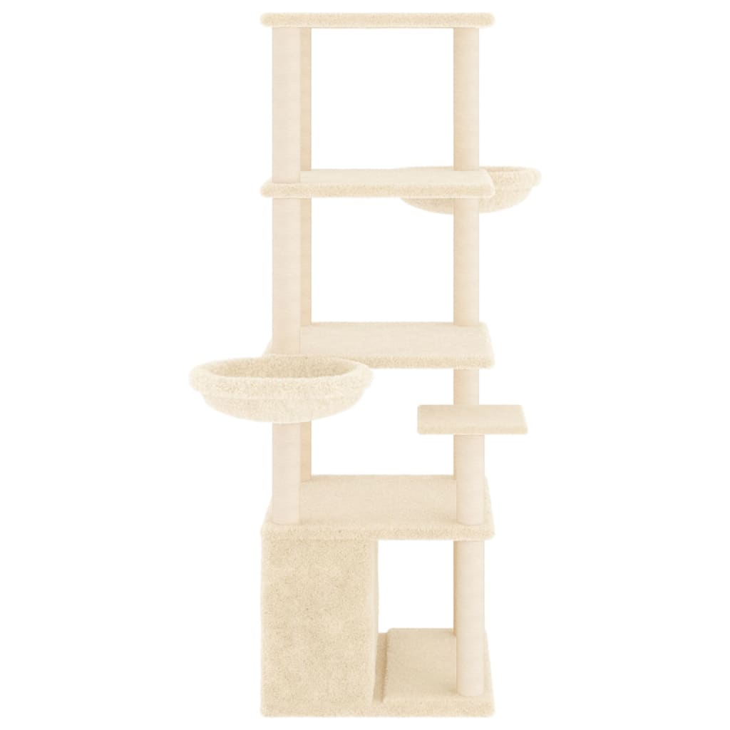 vidaXL Ansamblu de pisici cu stâlpi din funie de sisal, crem, 147 cm vidaXL Ansamblu de pisici cu stâlpi din funie de sisal, crem, 147 cm