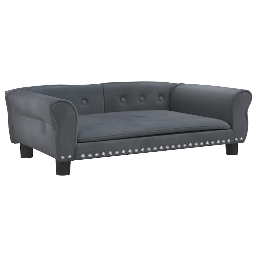 vidaXL Pat de câini, gri închis, 95x55x30 cm, catifea vidaXL Pat de câini, gri închis, 95x55x30 cm, catifea