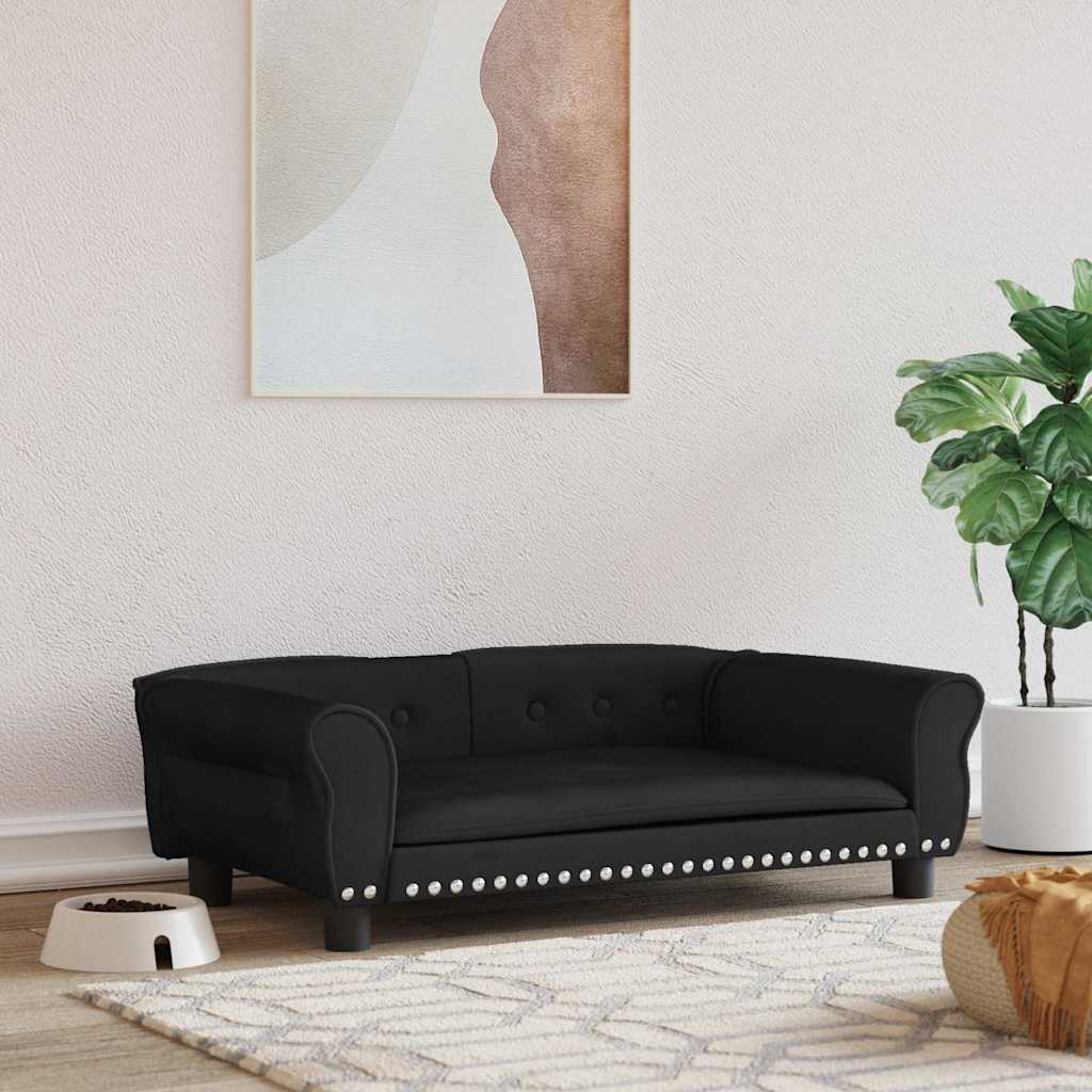 vidaXL Pat de câini, negru, 95x55x30 cm, catifea