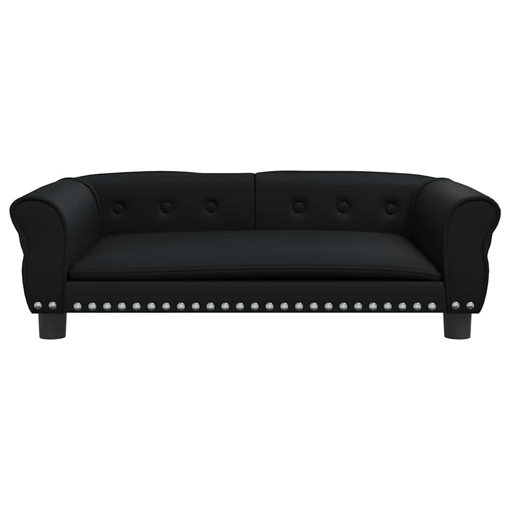 vidaXL Pat de câini, negru, 95x55x30 cm, piele ecologică