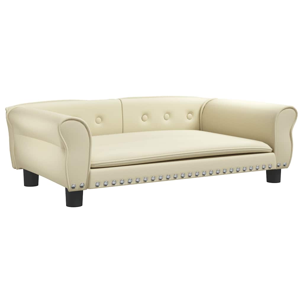 vidaXL Pat de câini, crem, 95x55x30 cm, piele ecologică vidaXL Pat de câini, crem, 95x55x30 cm, piele ecologică
