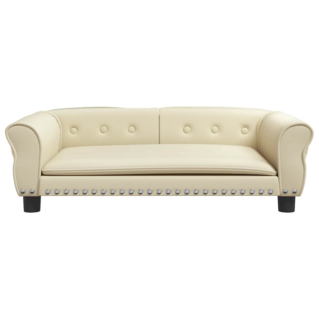 vidaXL Pat de câini, crem, 95x55x30 cm, piele ecologică vidaXL Pat de câini, crem, 95x55x30 cm, piele ecologică