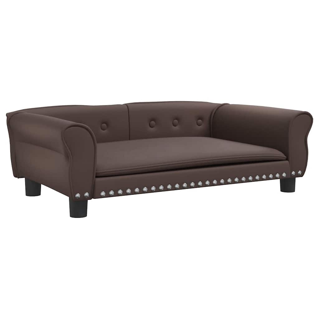vidaXL Pat de câini, maro, 95x55x30 cm, piele ecologică vidaXL Pat de câini, maro, 95x55x30 cm, piele ecologică