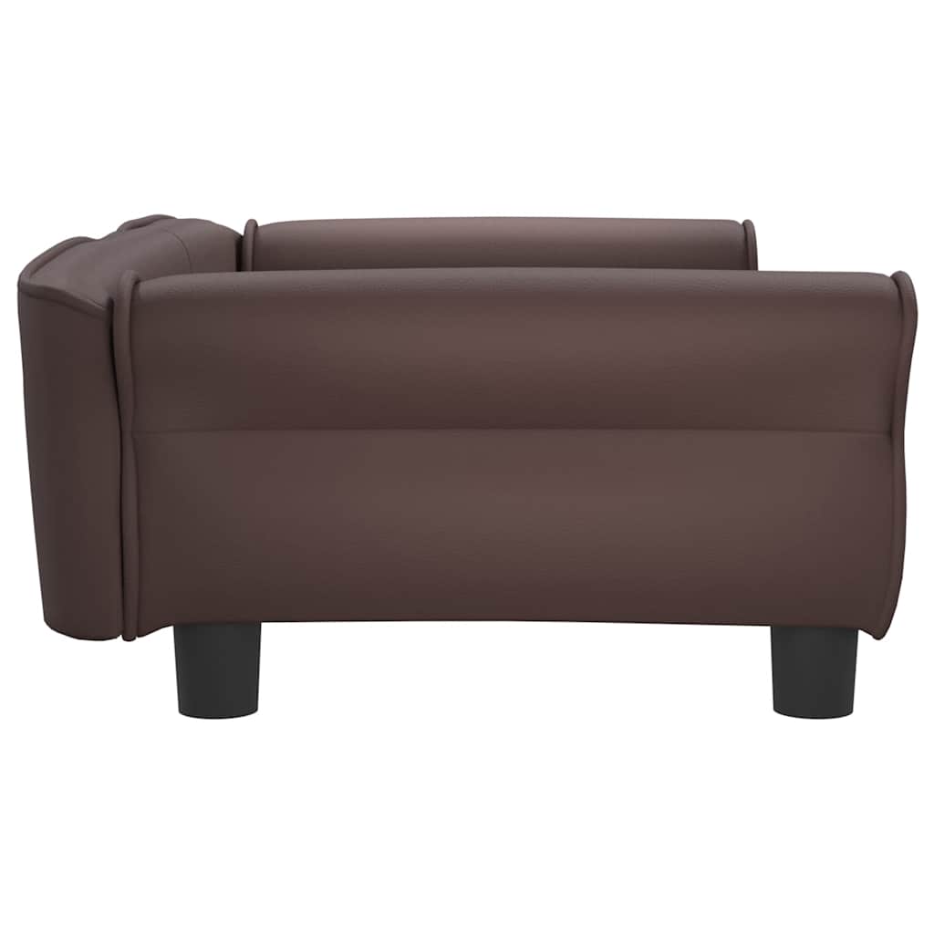 vidaXL Pat de câini, maro, 95x55x30 cm, piele ecologică vidaXL Pat de câini, maro, 95x55x30 cm, piele ecologică
