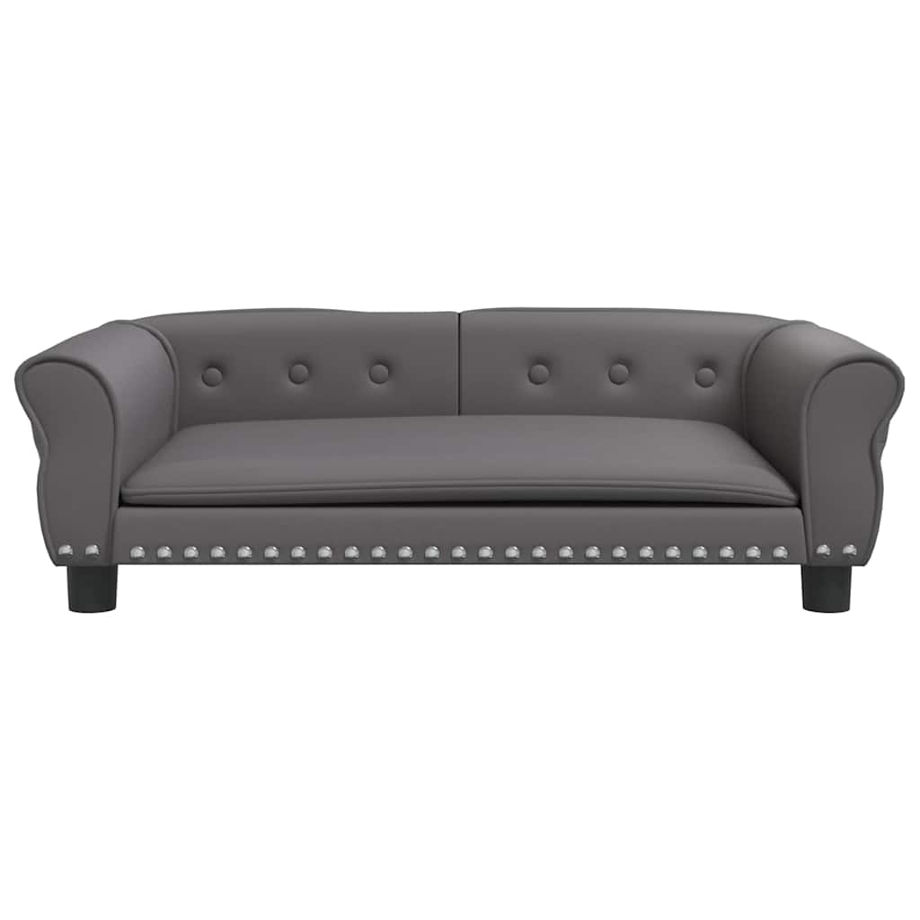 vidaXL Pat de câini, gri, 95x55x30 cm, piele ecologică vidaXL Pat de câini, gri, 95x55x30 cm, piele ecologică