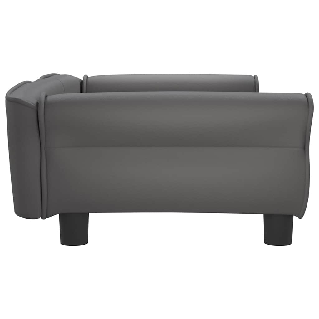 vidaXL Pat de câini, gri, 95x55x30 cm, piele ecologică vidaXL Pat de câini, gri, 95x55x30 cm, piele ecologică
