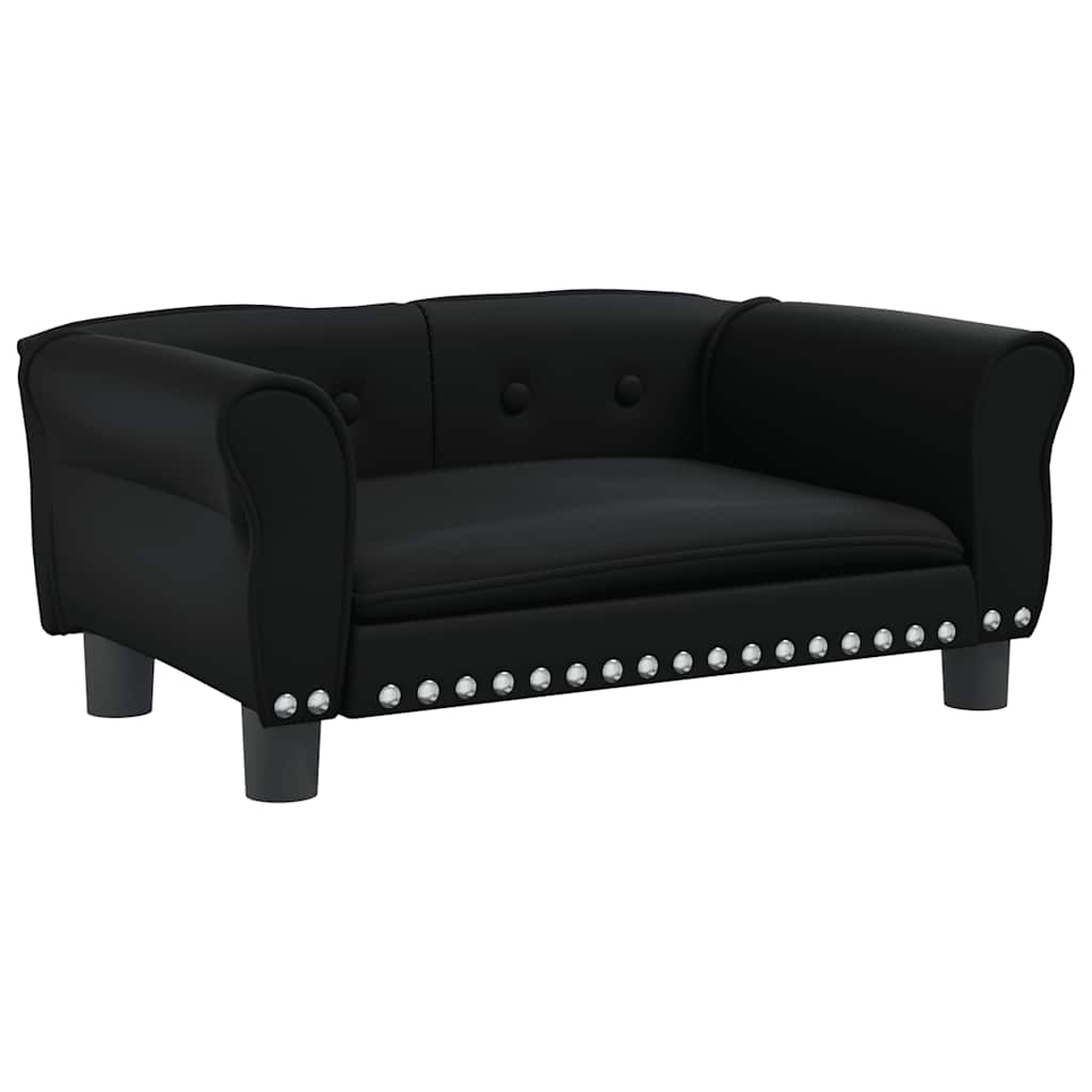 vidaXL Pat de câini, negru, 70x45x30 cm, piele ecologică vidaXL Pat de câini, negru, 70x45x30 cm, piele ecologică