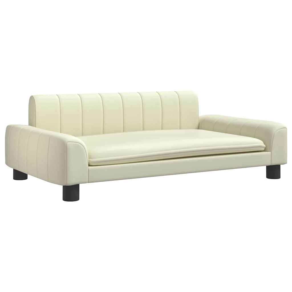 vidaXL Pat de câini, crem, 90x53x30 cm, piele ecologică vidaXL Pat de câini, crem, 90x53x30 cm, piele ecologică