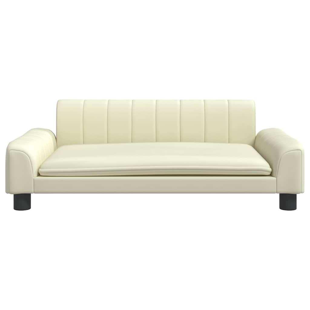 vidaXL Pat de câini, crem, 90x53x30 cm, piele ecologică vidaXL Pat de câini, crem, 90x53x30 cm, piele ecologică