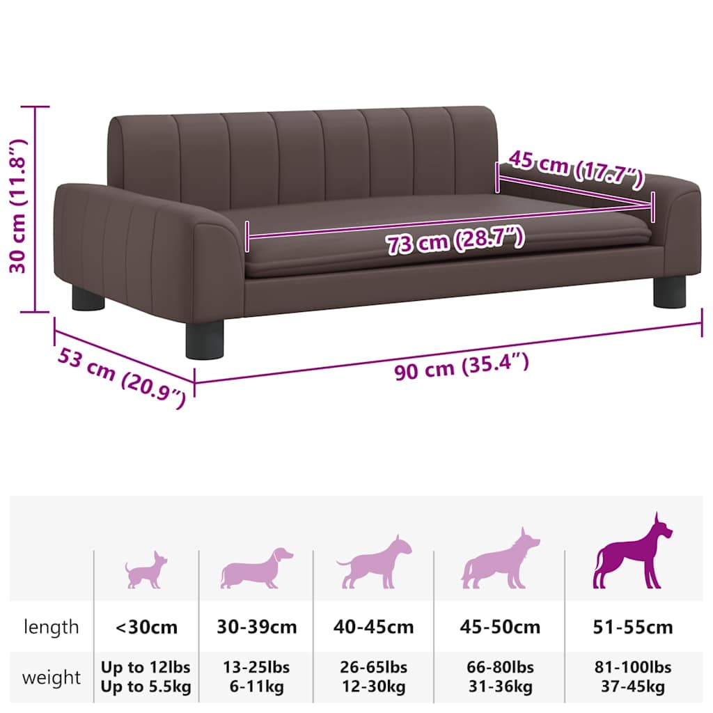 vidaXL Pat de câini, maro, 90x53x30 cm, piele ecologică vidaXL Pat de câini, maro, 90x53x30 cm, piele ecologică