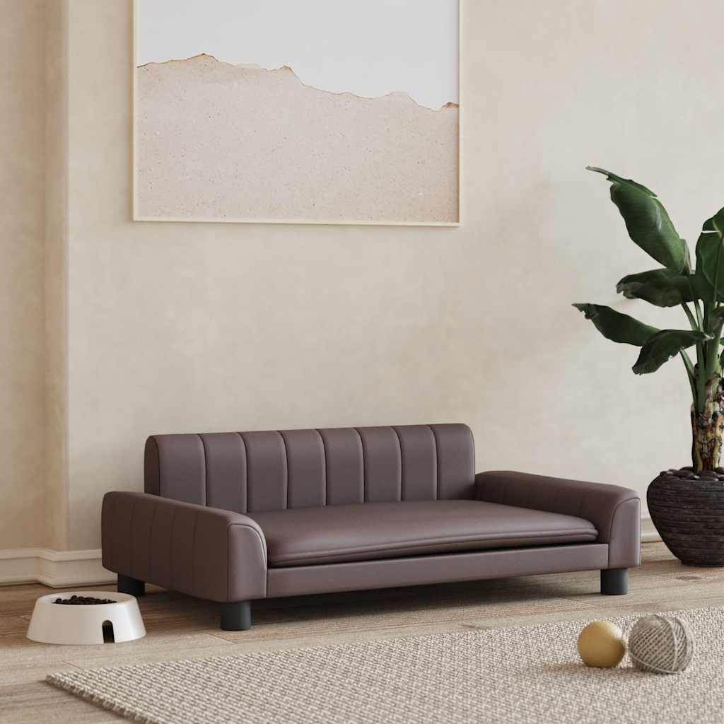 vidaXL Pat de câini, maro, 90x53x30 cm, piele ecologică vidaXL Pat de câini, maro, 90x53x30 cm, piele ecologică