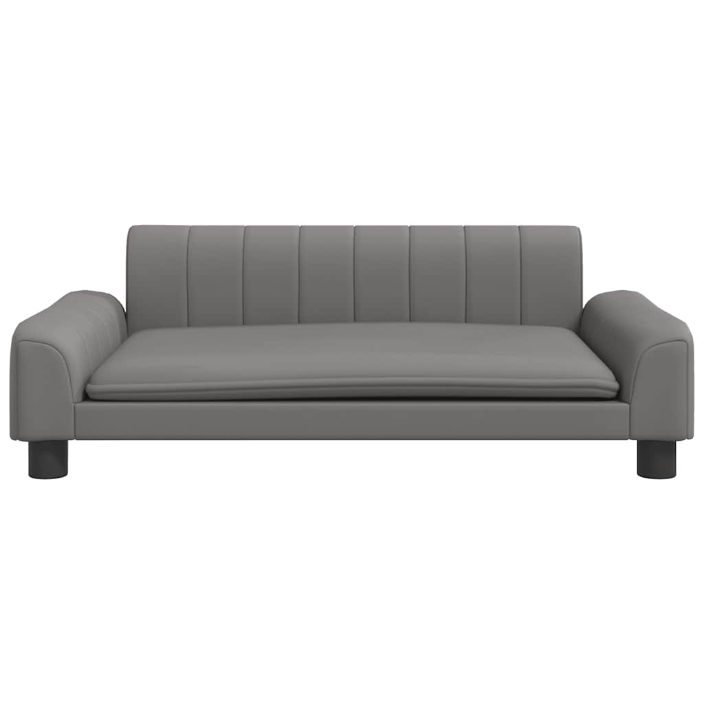 vidaXL Pat de câini, gri, 90x53x30 cm, piele ecologică vidaXL Pat de câini, gri, 90x53x30 cm, piele ecologică