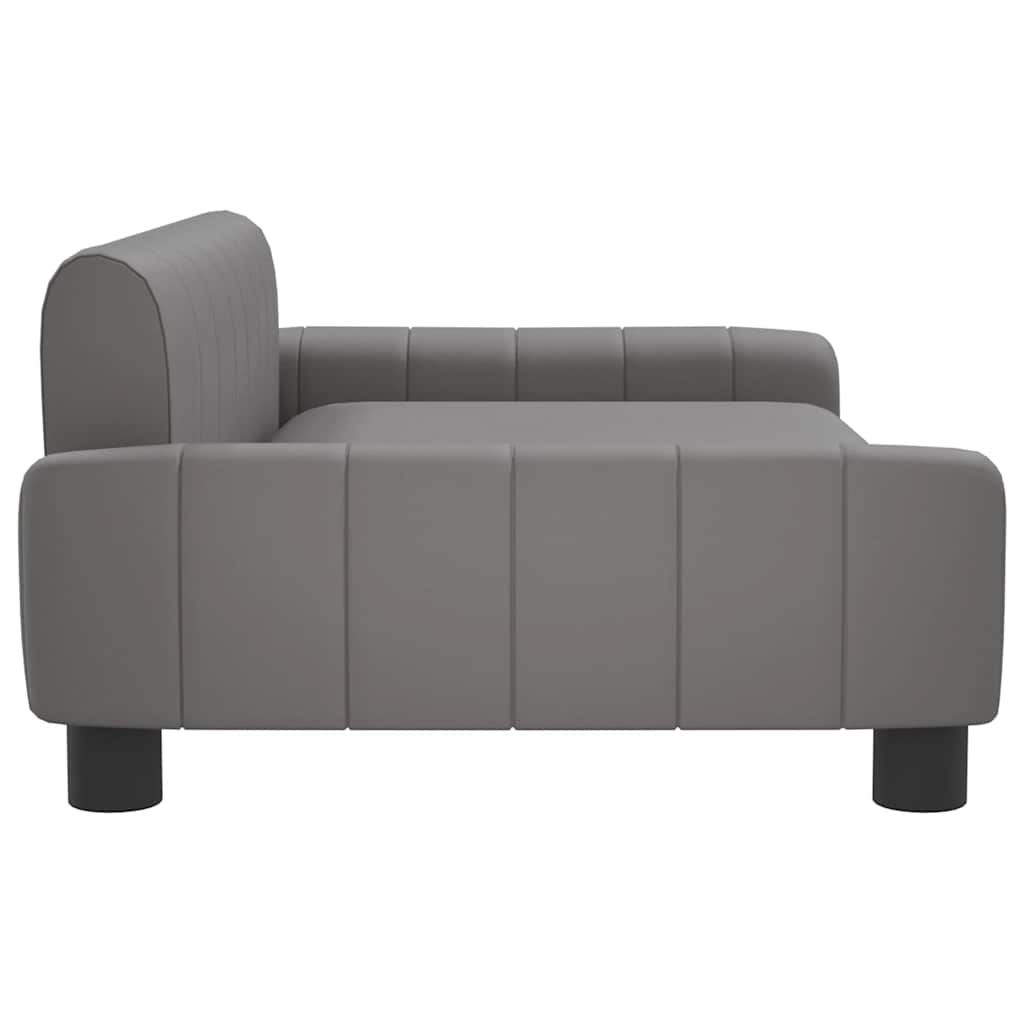 vidaXL Pat de câini, gri, 90x53x30 cm, piele ecologică vidaXL Pat de câini, gri, 90x53x30 cm, piele ecologică