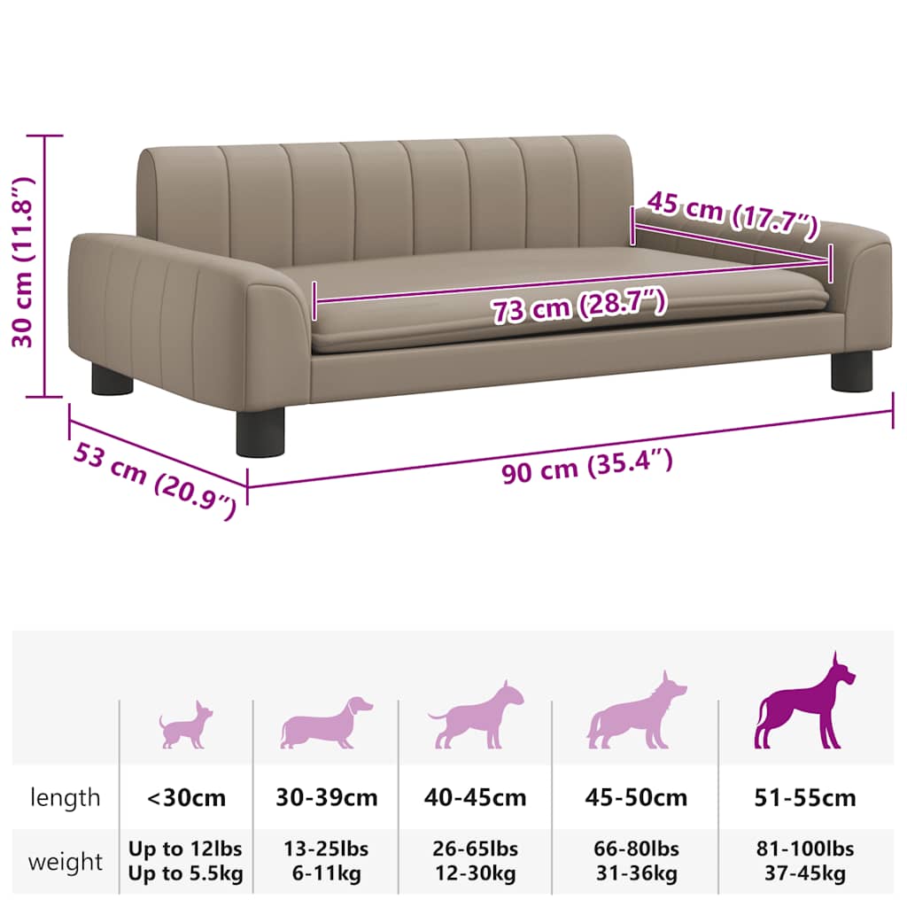 vidaXL Pat de câini, cappuccino, 90x53x30 cm, piele ecologică vidaXL Pat de câini, cappuccino, 90x53x30 cm, piele ecologică