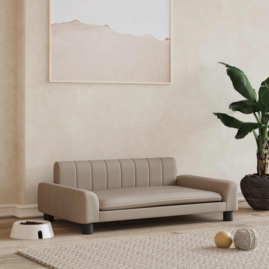 vidaXL Pat de câini, cappuccino, 90x53x30 cm, piele ecologică vidaXL Pat de câini, cappuccino, 90x53x30 cm, piele ecologică