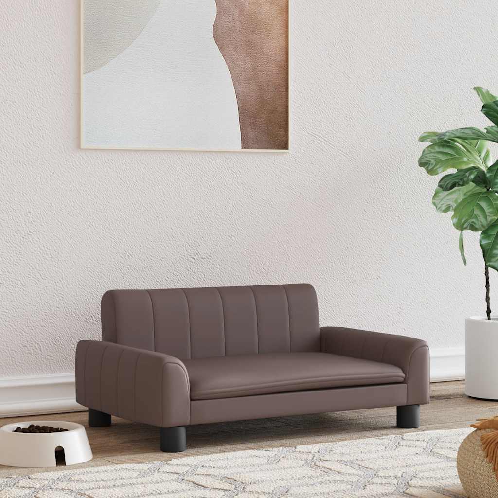 vidaXL Pat de câini, maro, 70x45x30 cm, piele ecologică vidaXL Pat de câini, maro, 70x45x30 cm, piele ecologică