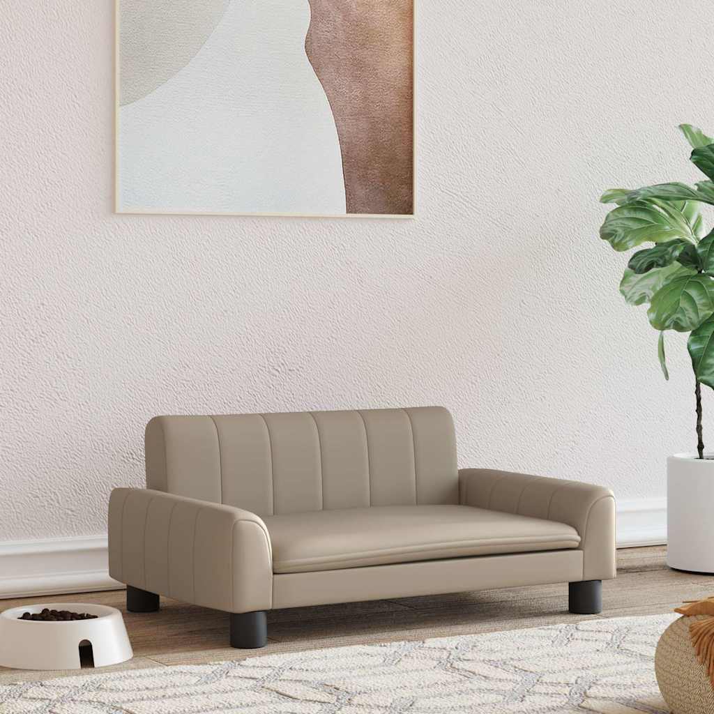 vidaXL Pat de câini, cappuccino, 70x45x30 cm, piele ecologică vidaXL Pat de câini, cappuccino, 70x45x30 cm, piele ecologică
