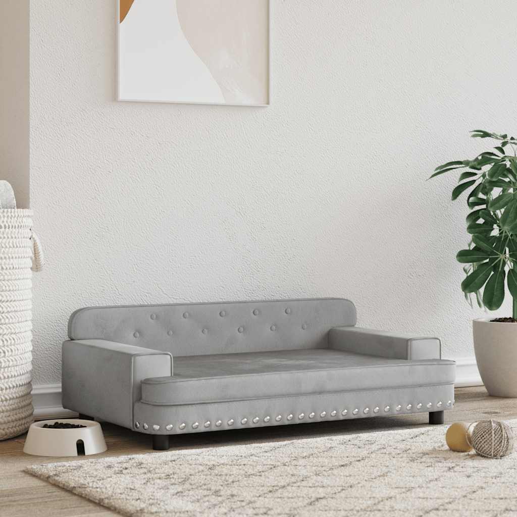 vidaXL Pat de câini, gri deschis, 90x53x30 cm, catifea