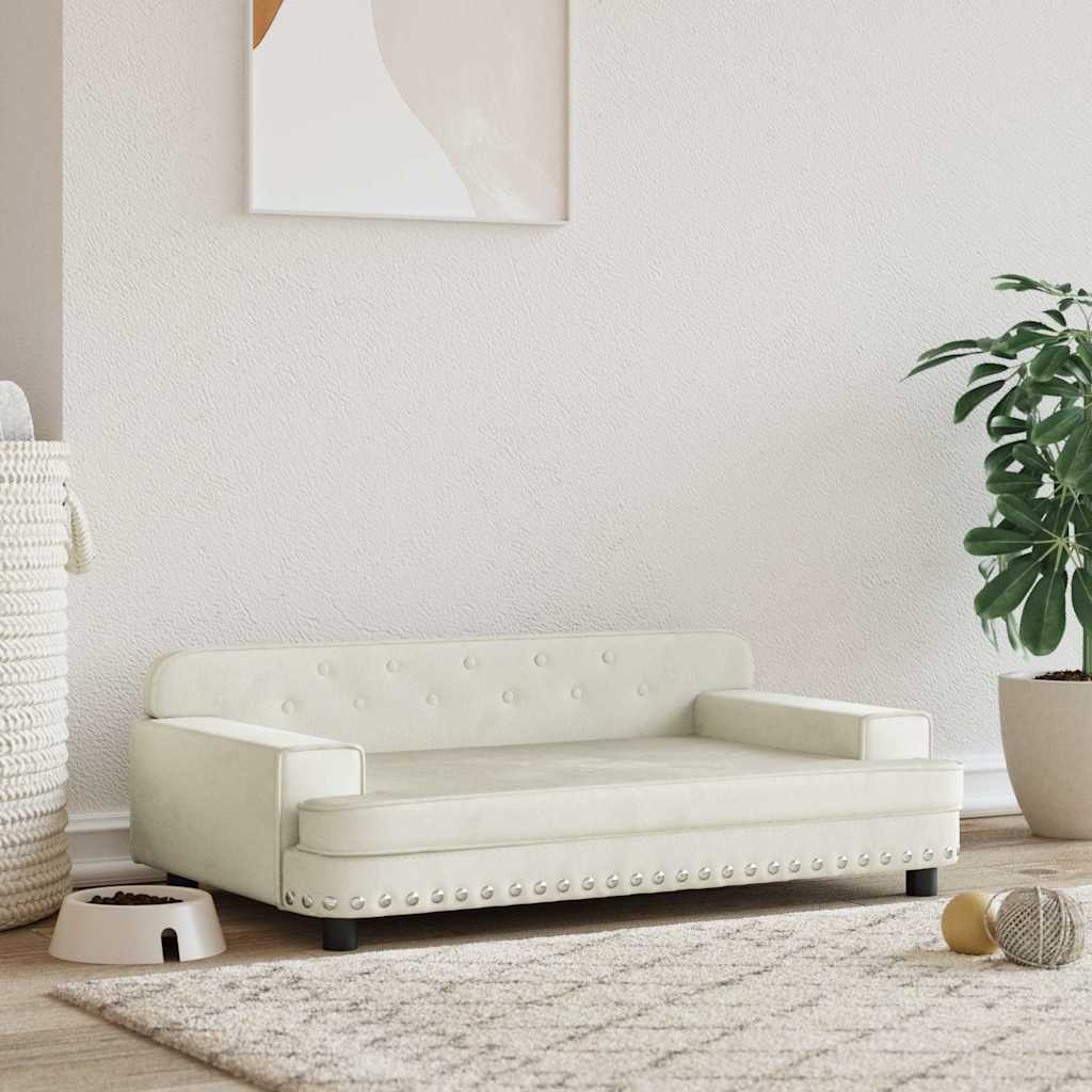 vidaXL Pat de câini, crem, 90x53x30 cm, catifea vidaXL Pat de câini, crem, 90x53x30 cm, catifea