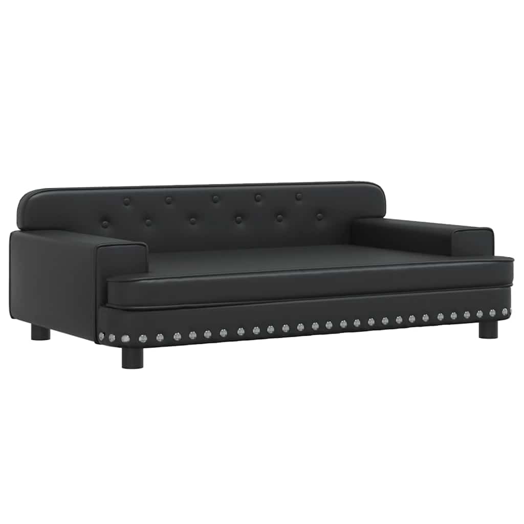 vidaXL Pat de câini, negru, 90x53x30 cm, piele ecologică vidaXL Pat de câini, negru, 90x53x30 cm, piele ecologică