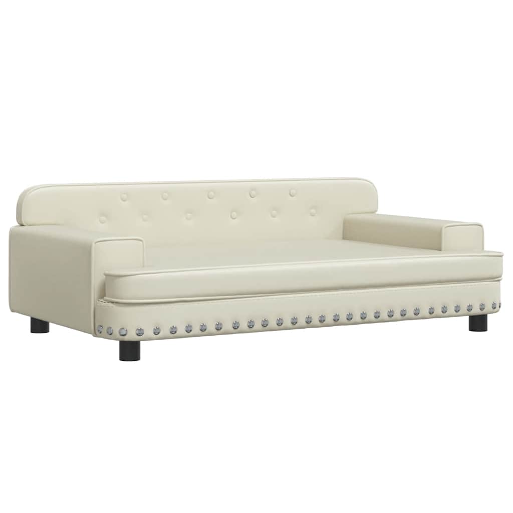 vidaXL Pat de câini, crem, 90x53x30 cm, piele ecologică vidaXL Pat de câini, crem, 90x53x30 cm, piele ecologică
